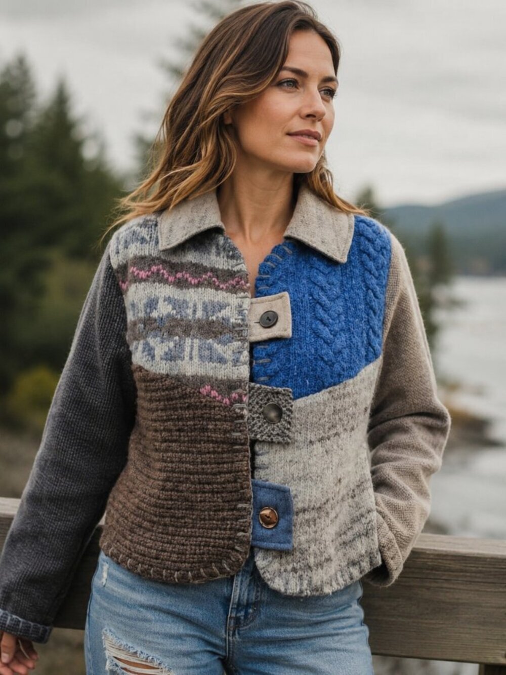 Vintage baabaaZuZu Patchwork Upcycled Wool Sustainable Boho Shacket